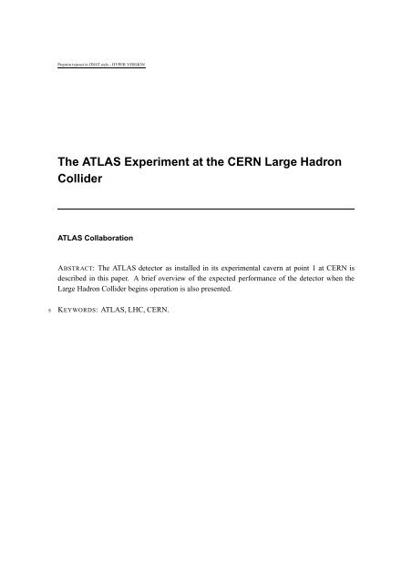 The ATLAS Experiment at the CERN Large ... - Atlas Home page