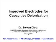 Improved Electrodes for Capacitive Deionization - TDA Research, Inc.