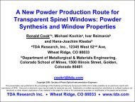 A New Powder Production Route for Transparent Spinel Windows ...