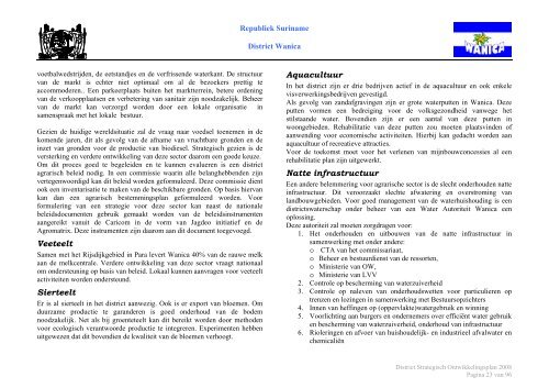 Districts Strategisch Ontwikkeling Plan Wanica - Decentralisatie