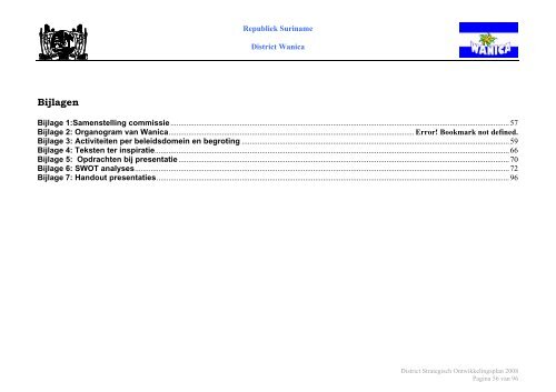 Districts Strategisch Ontwikkeling Plan Wanica - Decentralisatie