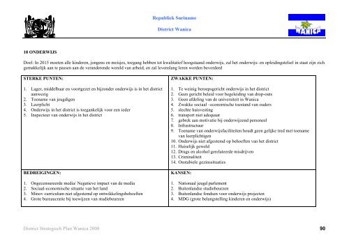 Districts Strategisch Ontwikkeling Plan Wanica - Decentralisatie