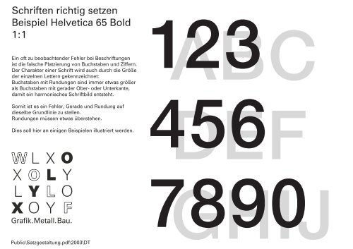 Schriften richtig setzen Beispiel Helvetica 65 Bold 1:1 - Xylo-Wolf.de