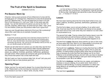 The Fruit of the Spirit is Goodness