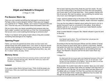 Lesson 3: Elijah and Naboth's Vineyard