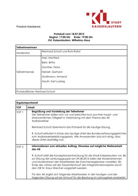 Protokoll vom 18.07.2012 - Netzwerk Migration Integration