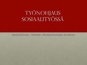 Työnohjaus sosiaalityössä - Sosiaalikollega