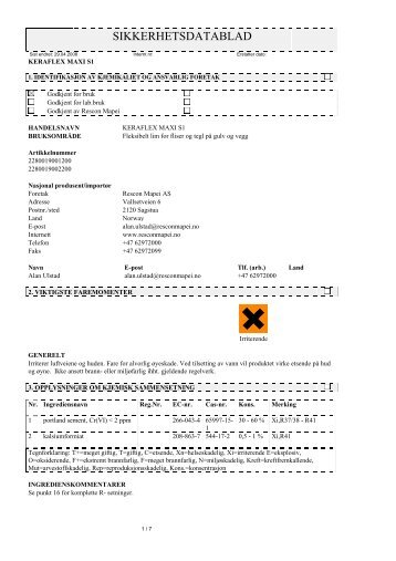 SIKKERHETSDATABLAD - Norfloor
