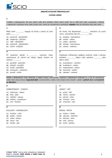 Cvičný test ke stažení - Scio