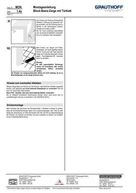 1.4a Montageanleitung Block-Basis-Zarge mit Türblatt