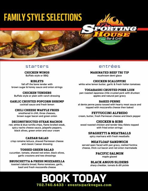 Group Dining Menu - ARK Las Vegas