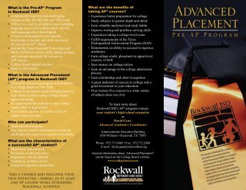 Pre-AP/Advanced Placement brochure - Rockwall ISD