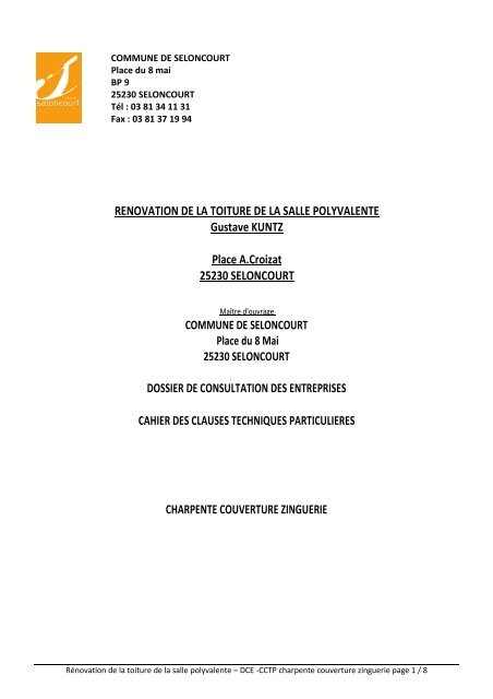 SALLE POLYVALENTE REFECTION TOITURE - CCTP