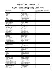 Ragtime Cast List - WBHSTheatre.com