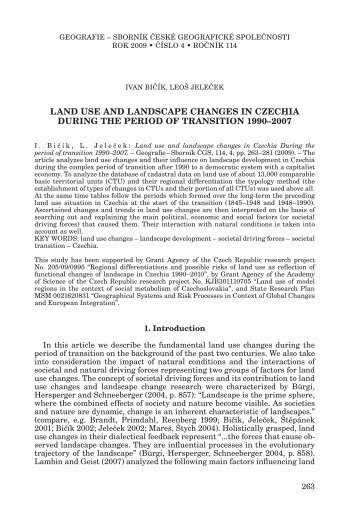 land use and landscape changes in czechia during the period of ...