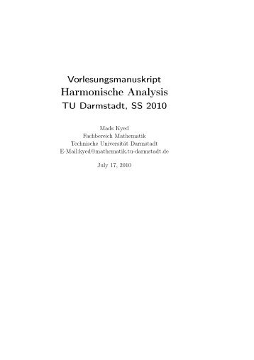 Harmonische Analysis, Skript TU-Darmstadt SS2010