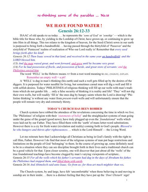 WE HAVE FOUND WATER Genesis 26 12 33 we-have-found-water-genesis-26-12-33