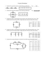 Circuits Worksheet