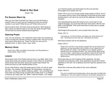 Lesson 13: Great is Our God (Psalm 145)