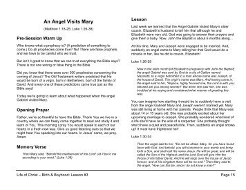 Lesson 3: An Angel Visits Mary - Calvary Mountain View Church