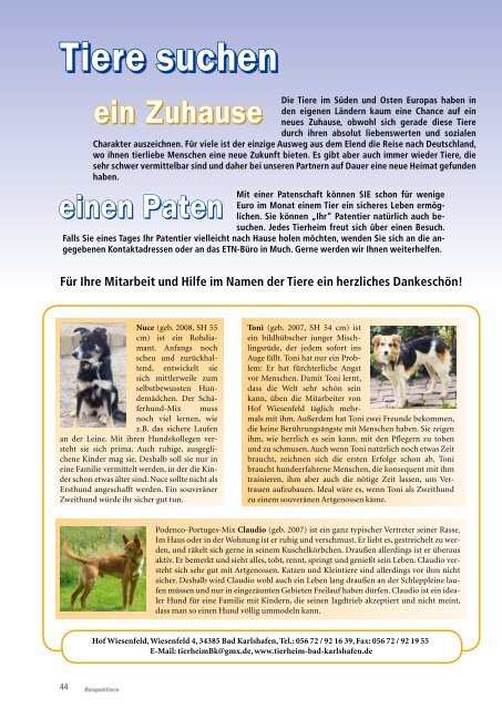 Mitgliederzeitschrift des ETN - Steinbach PR