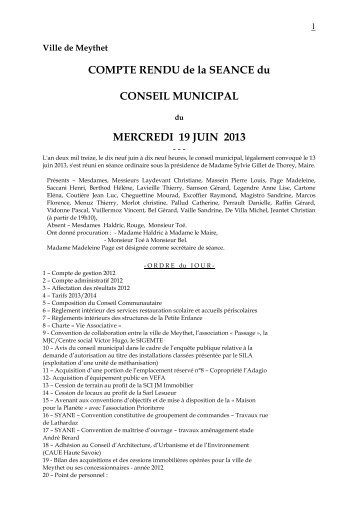 Compte rendu du 19 juin - Mairie de Meythet