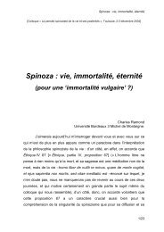 Spinoza : vie, immortalitÃ©, Ã©ternitÃ© - de Charles Ramond