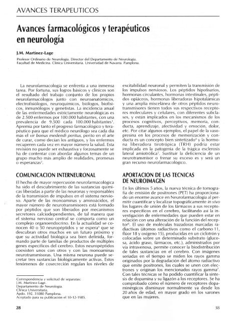 (pdf primer nÃºmero). - Sociedad EspaÃ±ola de NeurologÃ­a