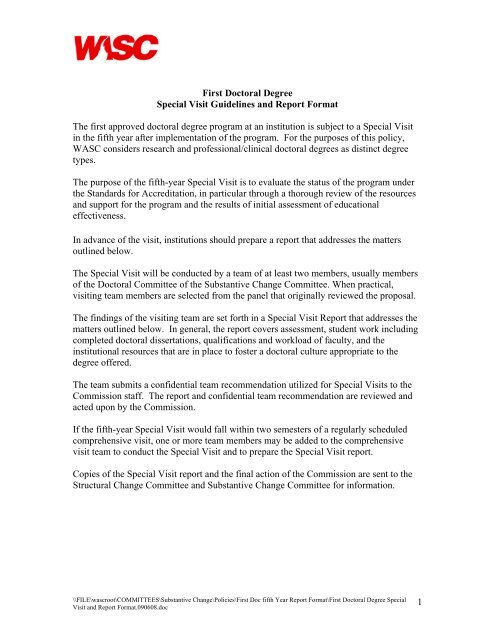 1 first doctoral degree special visit guidelines and report format technical visit report format