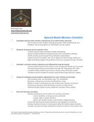 Special Needs Ministry Checklist - Ministry-To-Children