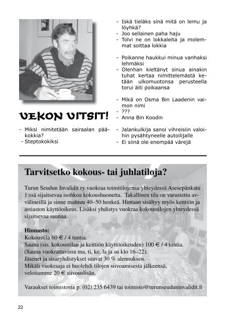 JÃ¤senlehti 1/2009 - Turun Seudun Invalidit ry.