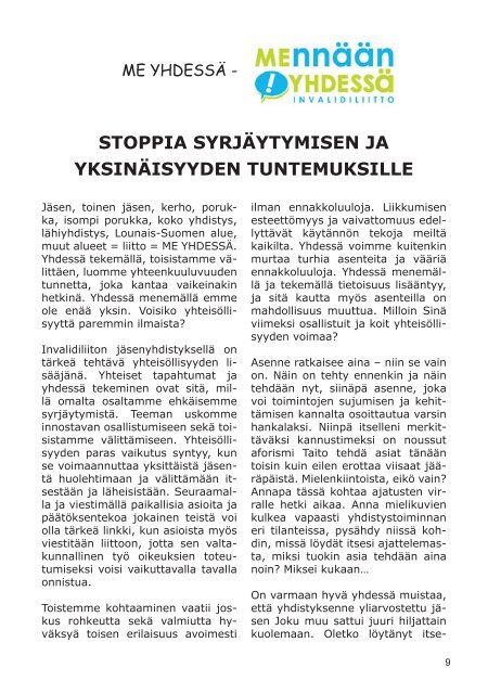 Turun Seudun Invalidit ry JÃ¤senlehti 1/2010