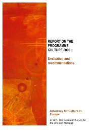 REPORT ON THE PROGRAMME CULTURE 2000 Evaluation and ...