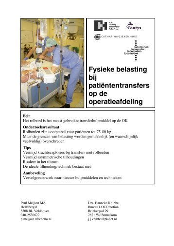 Fysieke belasting bij patiÃ«ntentransfers op de operatieafdeling - StAZ