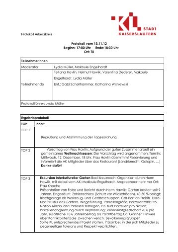 Protokoll vom 13.11.2012 - Netzwerk Migration Integration