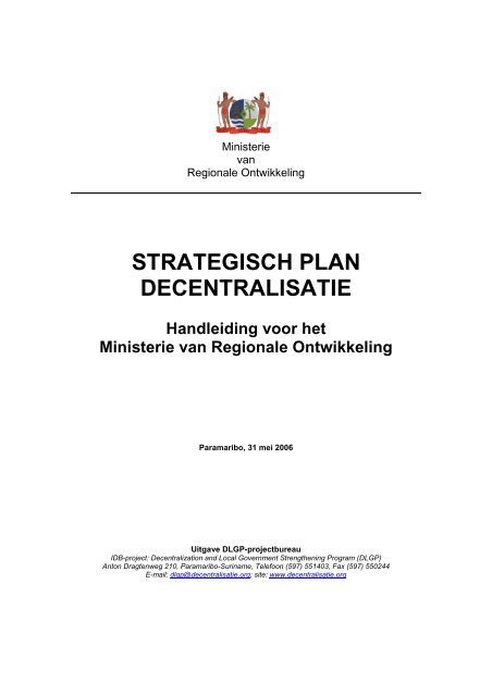Strategisch plan Decentralisatie t.b.v. ministerie van Regionale ...
