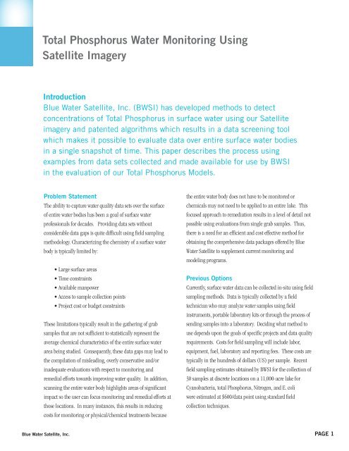 How Satellite Images Provide Total Phosphorus Monitoring White ...