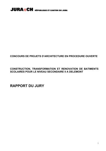 Concours d'architecture Avenir33 - Rapport du jury
