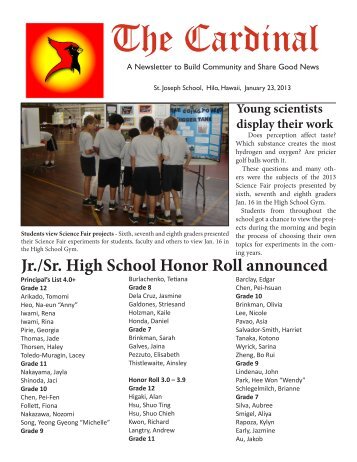 Cardinal Newsletter Jan. 23, 2013 - St. Joseph School
