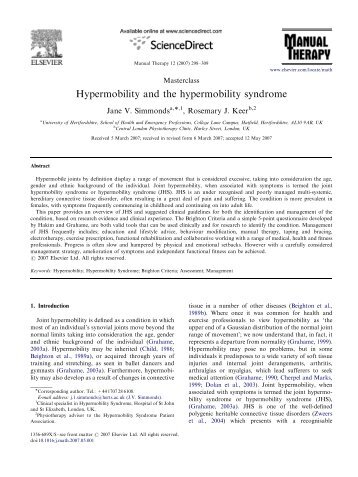 4. Hypermobility and the hypermobility syndrome