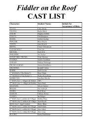 Fiddler on the Roof CAST LIST - WBHSTheatre.com