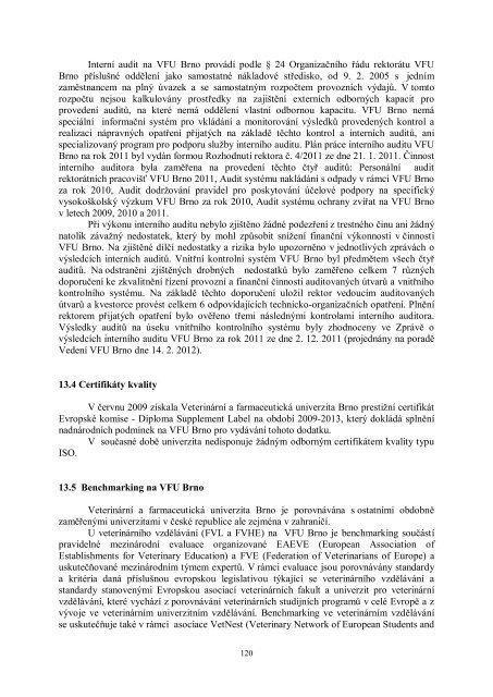 HodnocenÃ­ Äinnosti VFU Brno za rok 2011.pdf - VeterinÃ¡rnÃ­ a ...