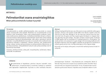 Pelimekaniikat osana ansaintalogiikkaa - Pelitutkimuksen vuosikirja