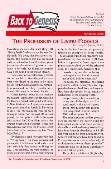 the profusion of living fossils - Institute for Creation Research