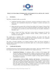 Policy on Non-Public Information and Trading in USA Truck, Inc. Stock