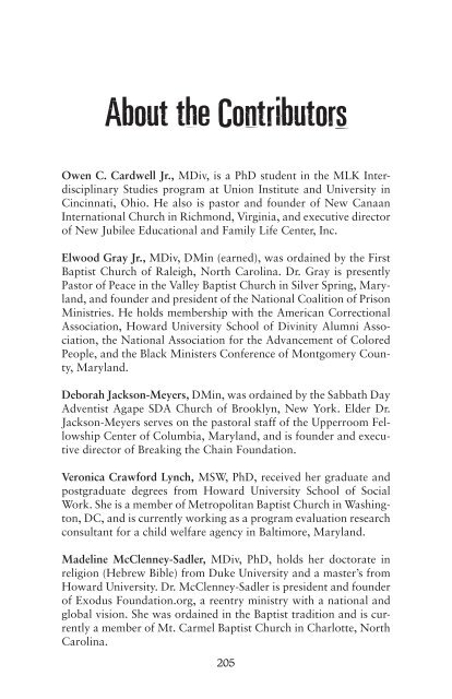 List of contributors - Judson Press