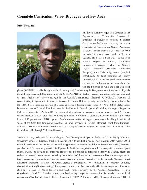 Agea Complete Resume 2010 - Prof. Jacob Godfrey Agea - Weebly