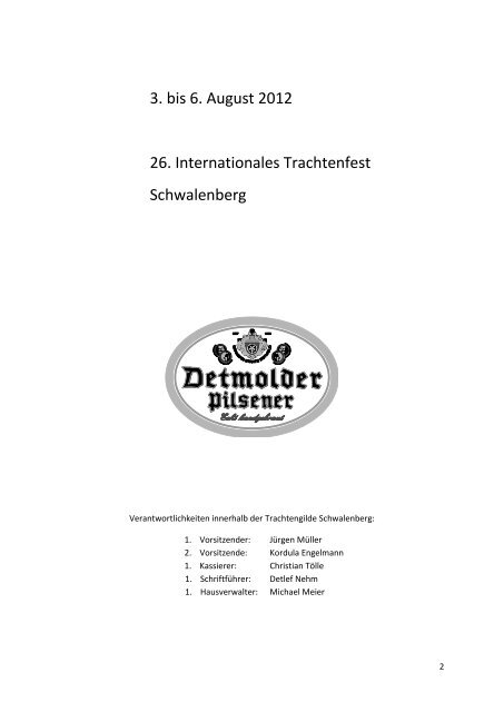 26. Internationales Trachtenfest Schwalenberg vom 03. August bis ...