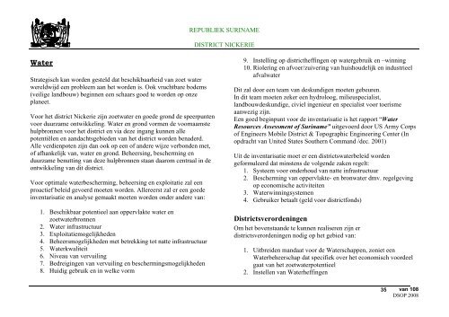 Districts Strategisch Ontwikkelings Plan Nickerie - decentralisatie.org