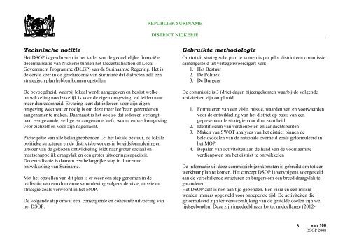 Districts Strategisch Ontwikkelings Plan Nickerie - decentralisatie.org